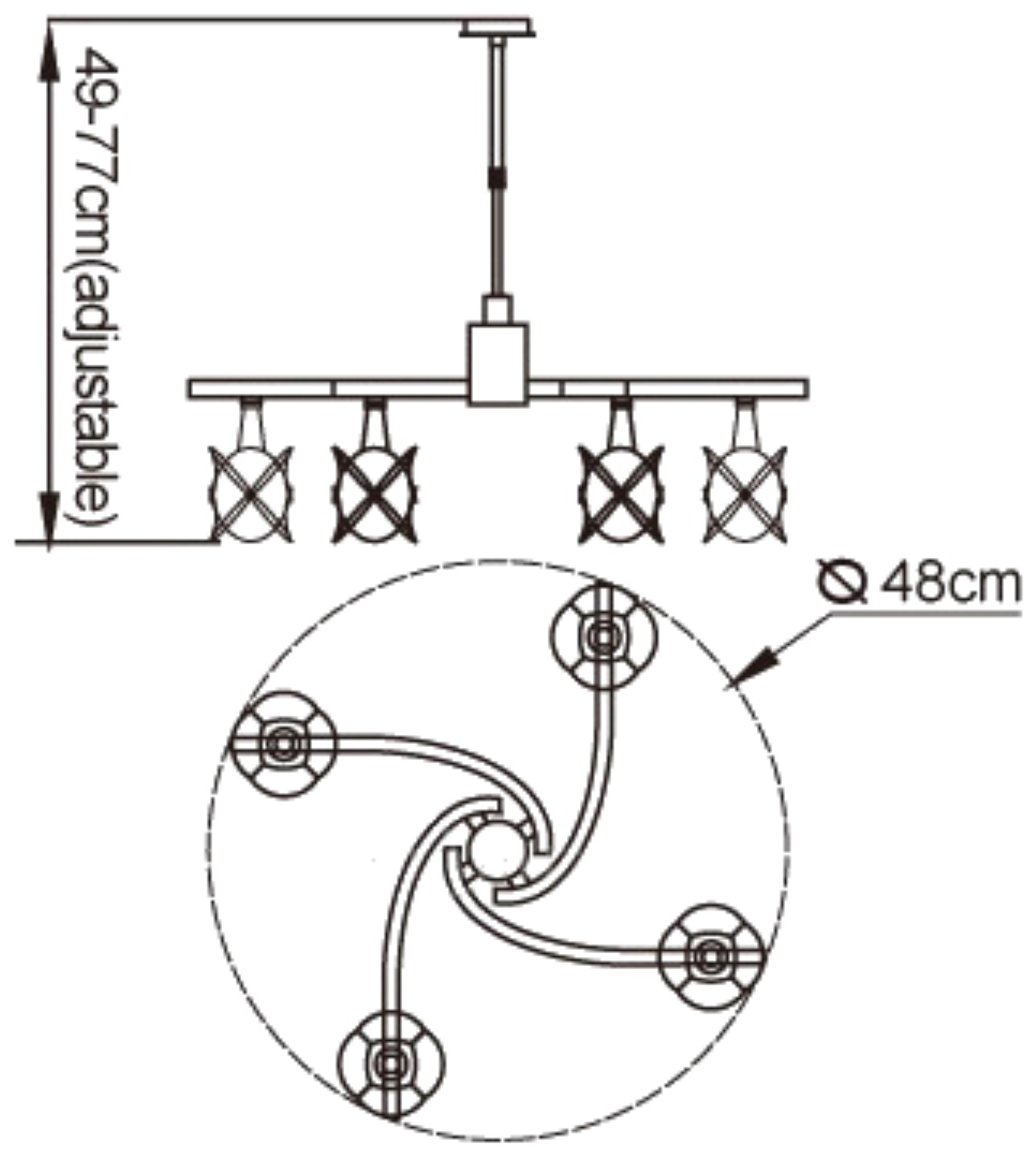 M0034AB  Rosa AB Telescopic/Semi Flush 4 Light